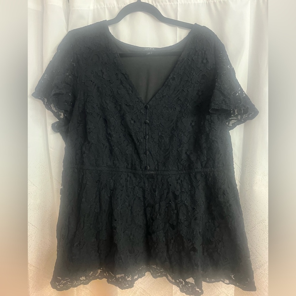 torrid Black Lace Peplum Top